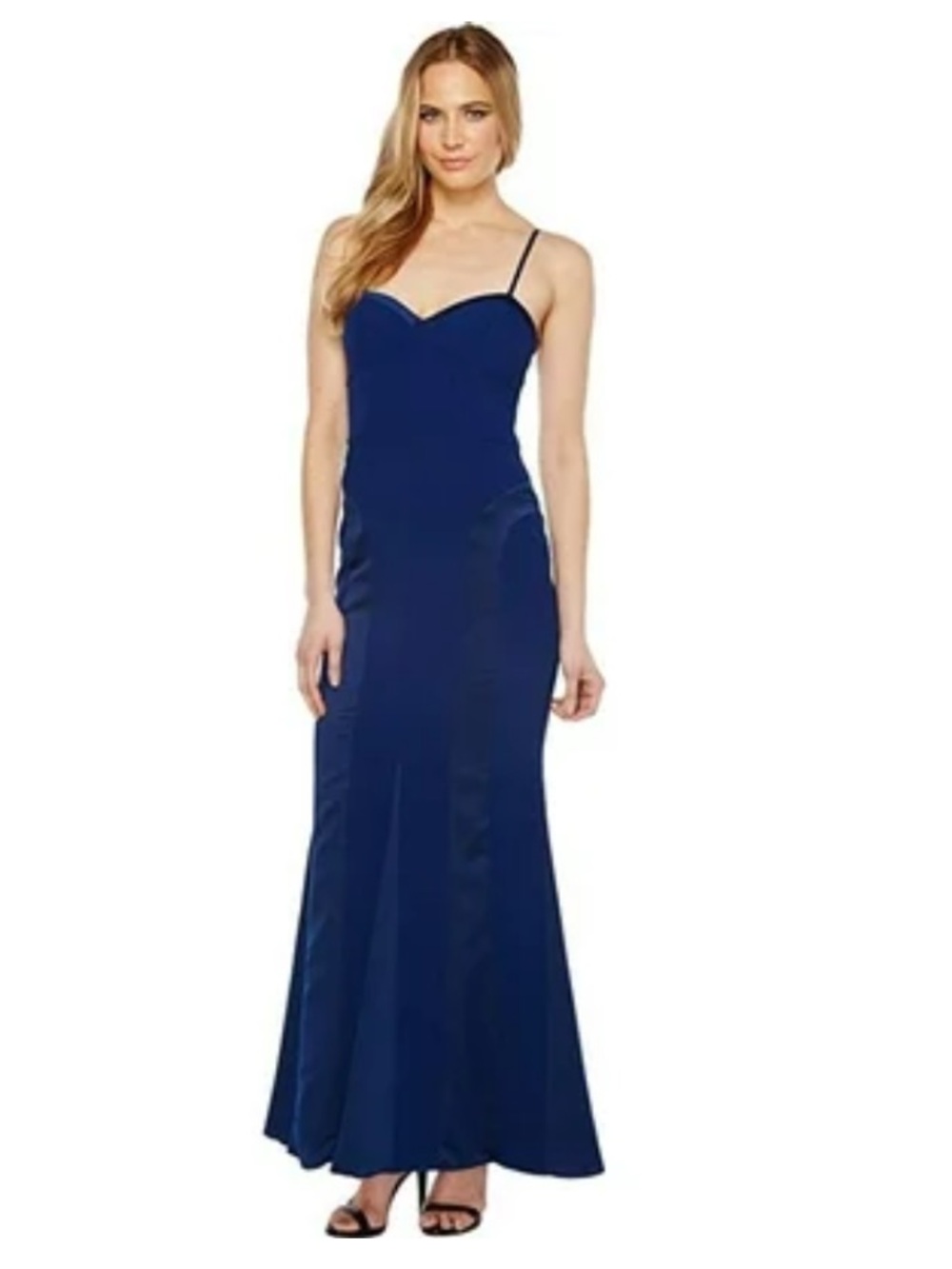 Aidan Mattox Crepe and Charmuse Maxi Dress in Navy Sz 4
